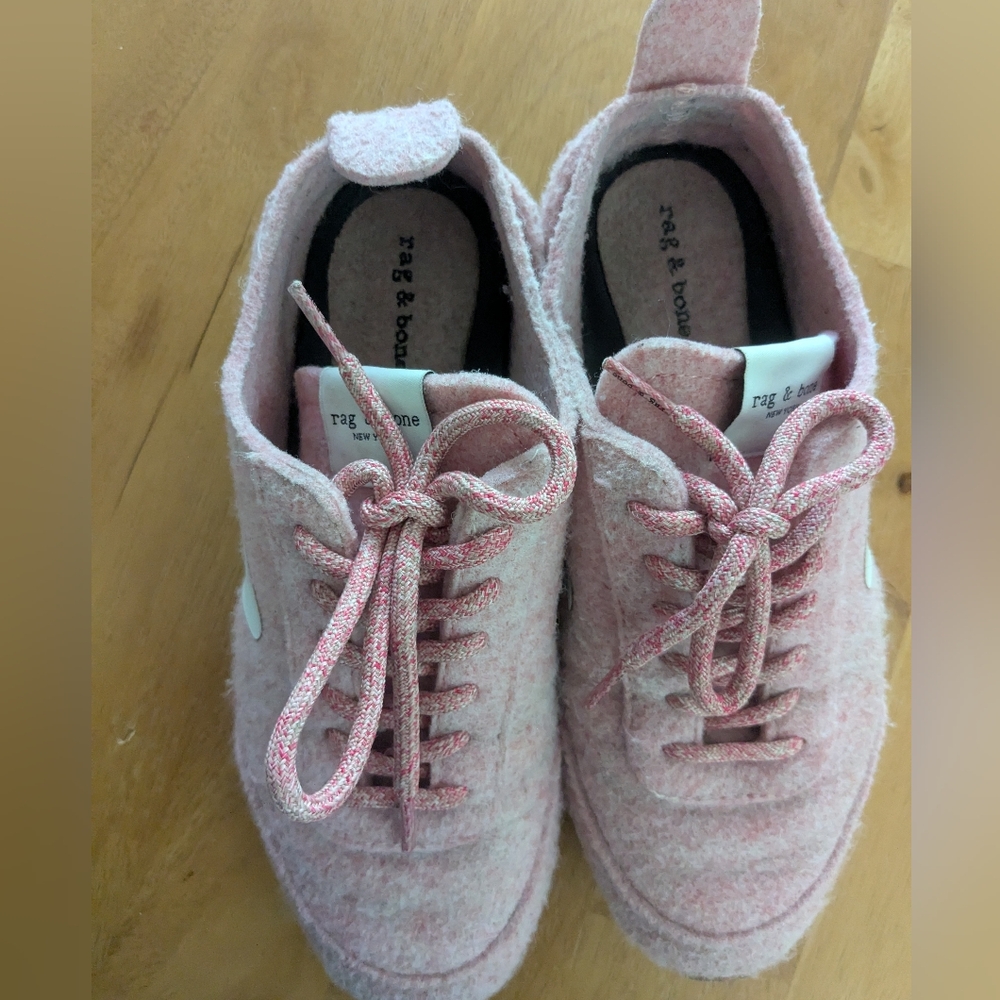 Rag & Bone Pink Casual Felt Sneakers with Minimalist Design